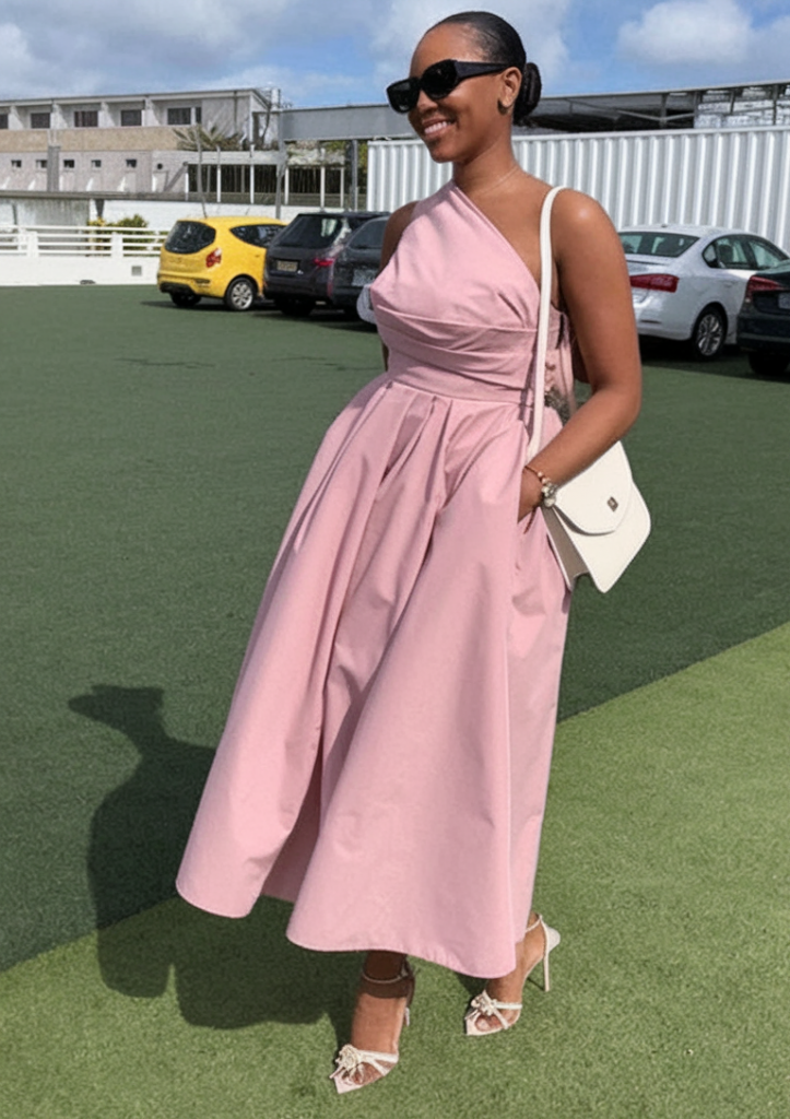 Blush Pink One Shoulder Dress