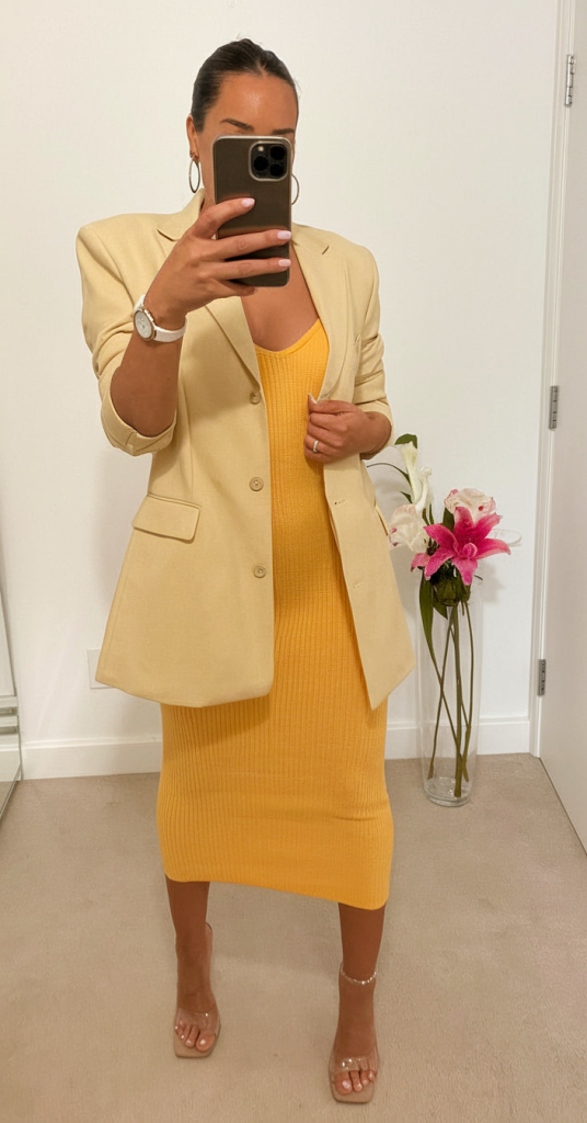 Yellow Knit Dress and Blazer