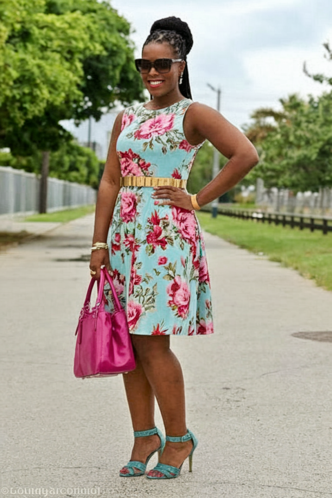 Color Block Floral Dress