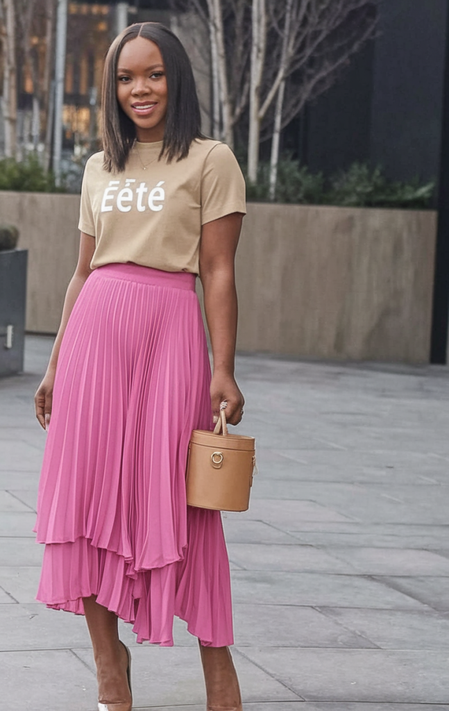 Soft Pleated Skirt and Tee
