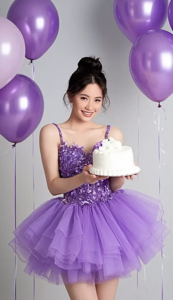 Lavender sequin bodice with tulle skirt