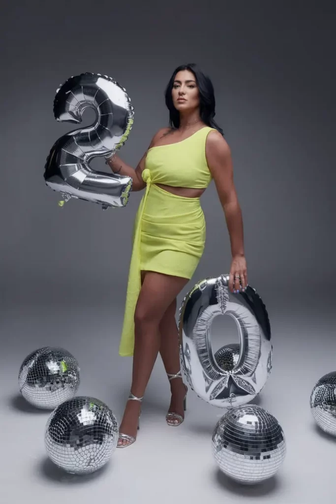 Neon lime asymmetrical mini dress