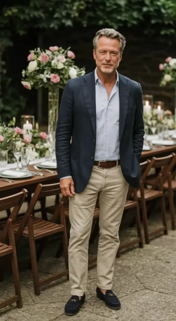 Navy blazer day-to-night outfit