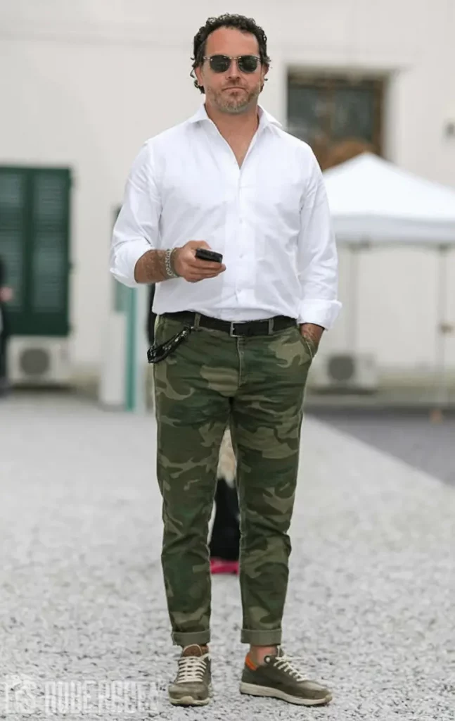 Camo chinos business casual look