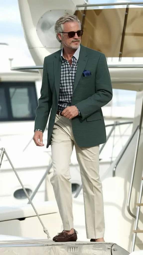 Green blazer fall outfit