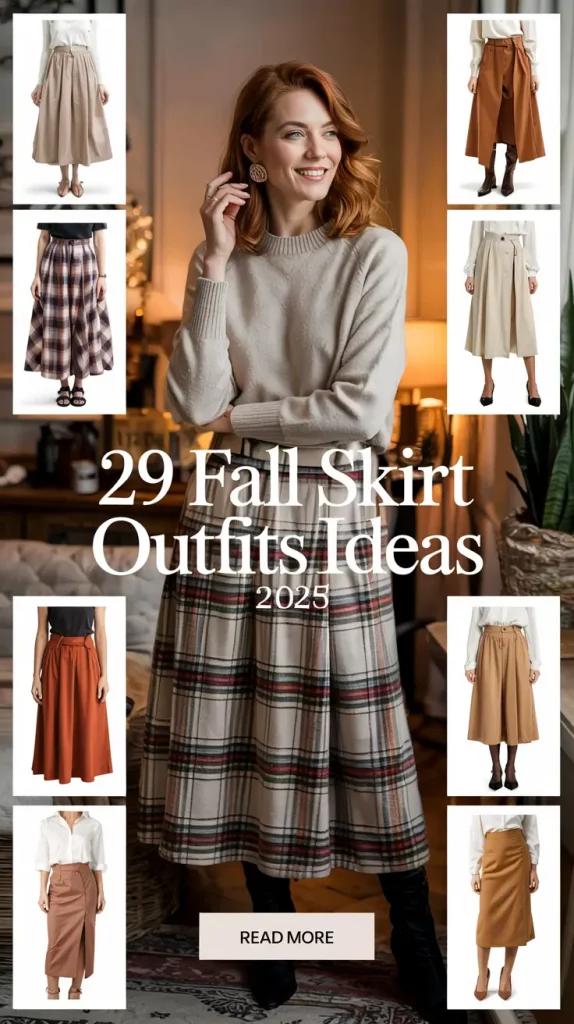 Fall skirt outfit inspiration collage