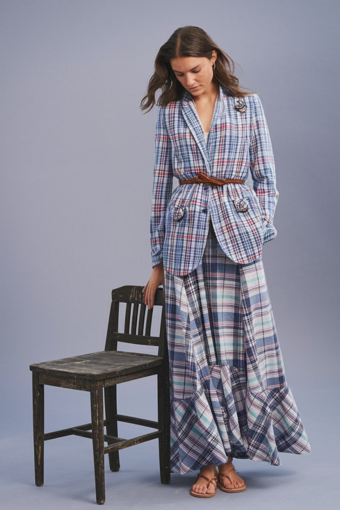 Plaid coordinated blazer and skirt