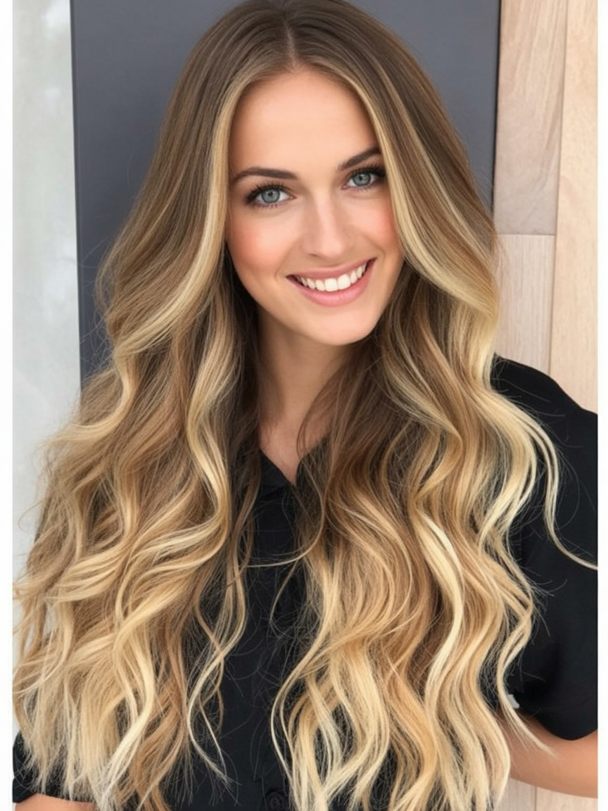 Lush golden dirty blonde mermaid waves