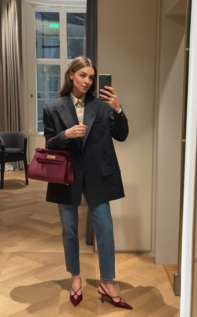 Pinstripe blazer outfit