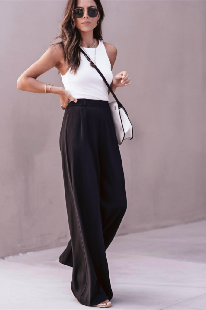 Wide-leg pants and sleeveless top
