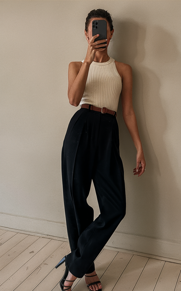 Ribbed tank and trousers