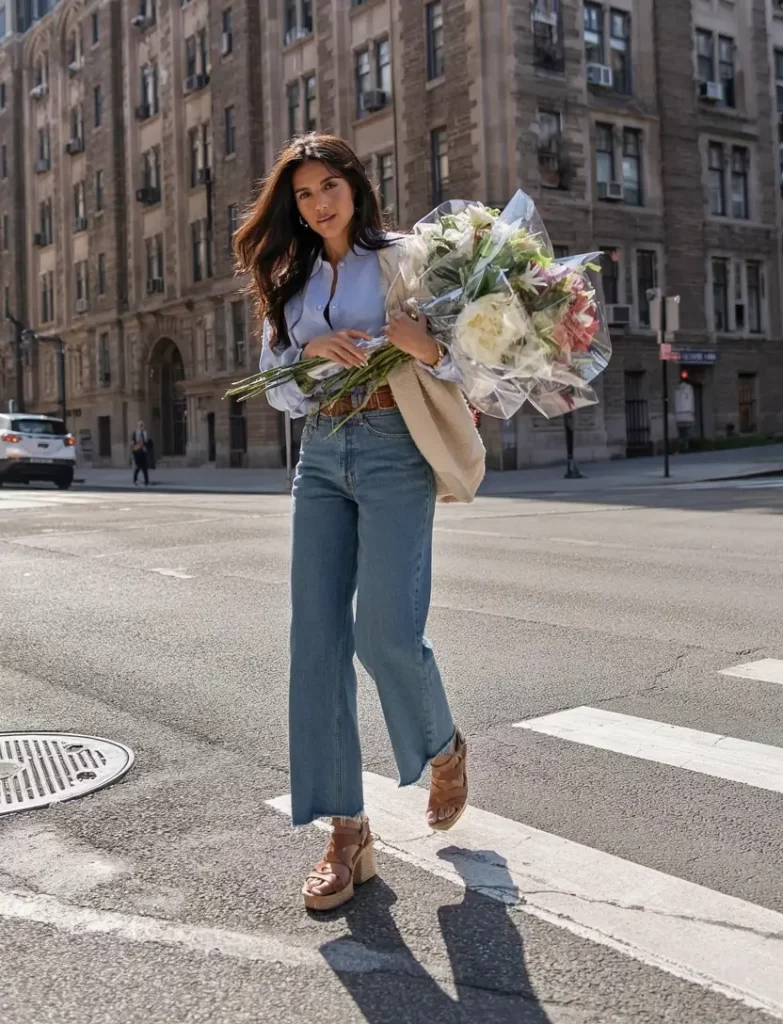 Soft denim with sandals