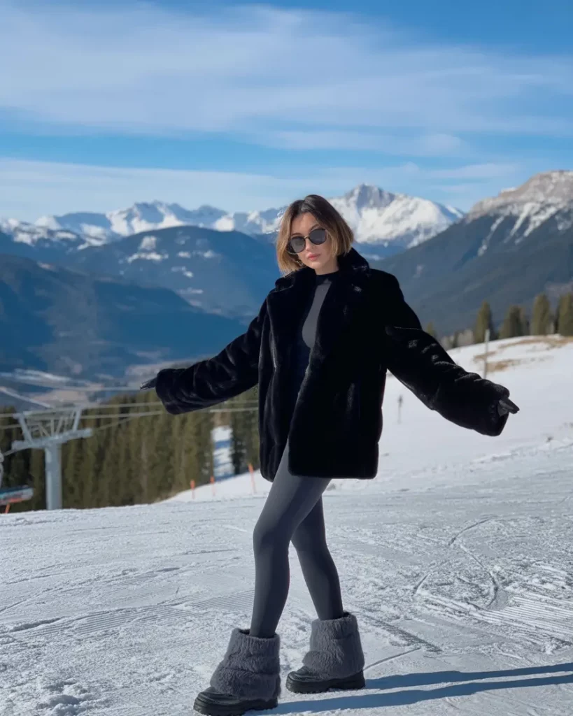 Black Faux Fur Winter Look