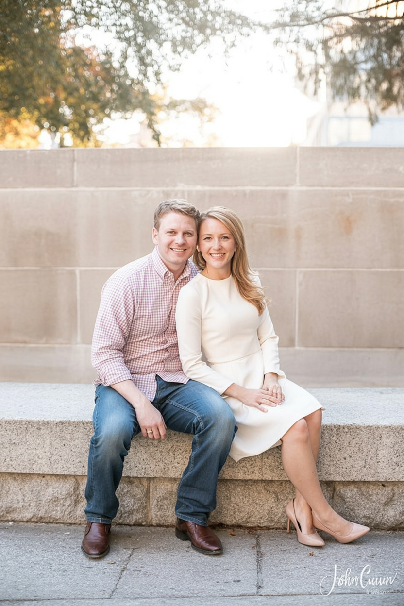 Tailored dress for simple yet elegant engagement photos